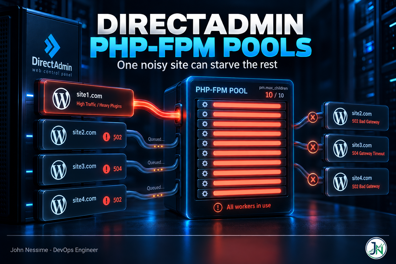 Read more about the article DirectAdmin PHP-FPM Pools: Why One WordPress Site Takes Down the Others