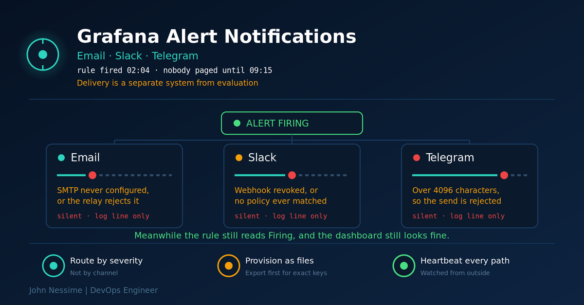 Read more about the article Grafana Alert Notifications That Actually Arrive: Email, Slack and Telegram
