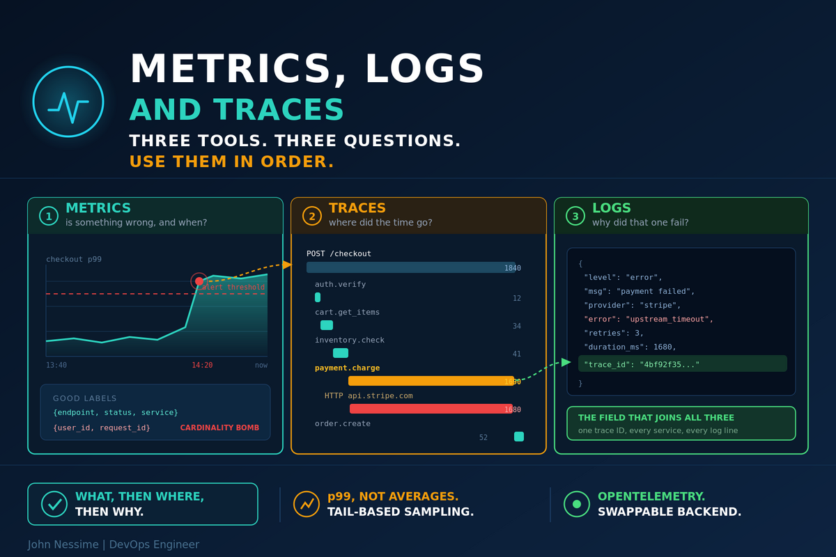 Read more about the article Metrics, Logs and Traces: What Each One Answers
