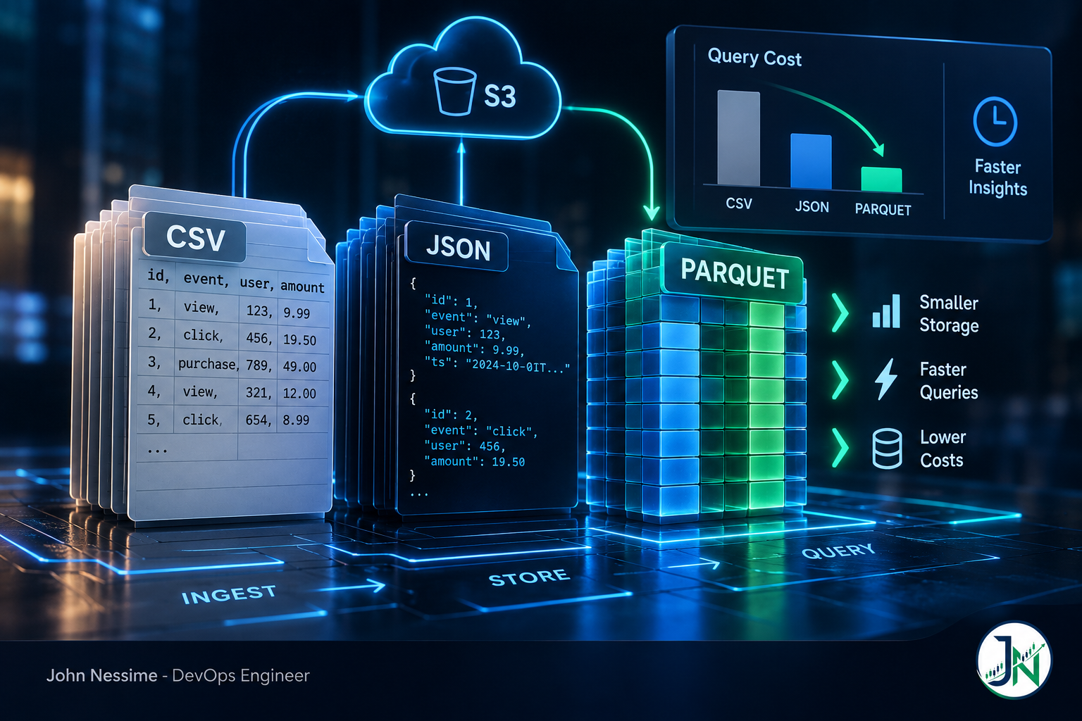 Read more about the article Parquet vs JSON vs CSV: Where the Money Actually Goes