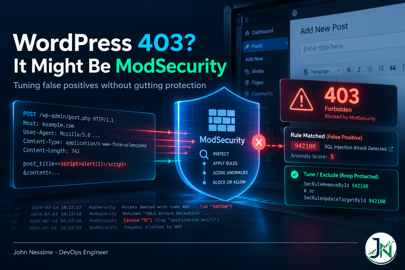 You are currently viewing Your WordPress 403 Isn’t the Rule You Think: Tuning ModSecurity False Positives